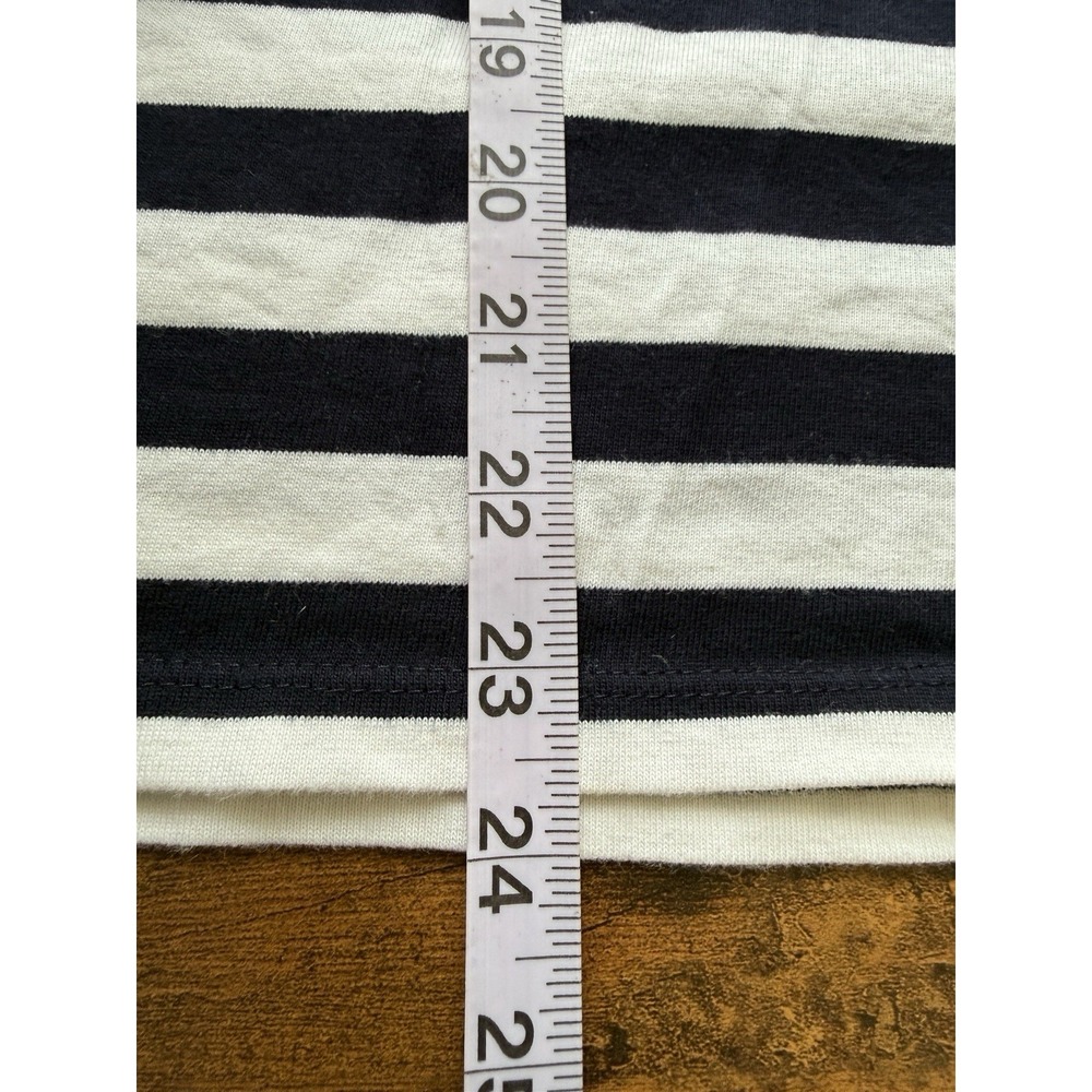 Talbots Authentic Tee Mixed Striped Navy Yellow White 3/4 Sleeves Size Medium - Picture 7 of 7